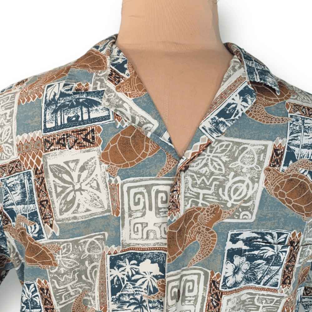 Vintage 90s Royal Creations Hawaiian Printed Shirt Sea Turtle Made in Hawaii Top